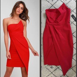 Lulus Women's Queen of the City Red Strapless Bodycon Dress - Size SM